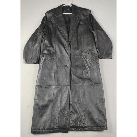 Preston & York Jackets & Blazers - Vintage Preston &‎ York Coat Womens Medium Black Leather Overcoat Thinsulate